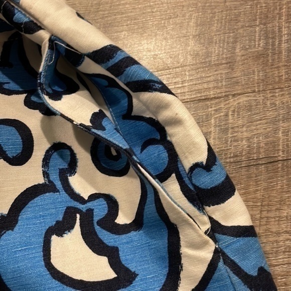 Merona white and blue floral print linen blend pencil short skirt size 6 - Picture 3 of 9